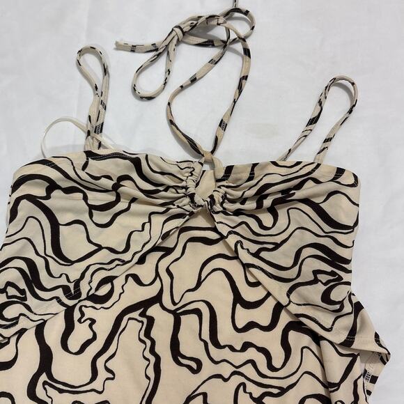 Abercrombie and Fitch Womens Small Abstract Brown Bodycon Midi Dress Party - Picture 3 of 9